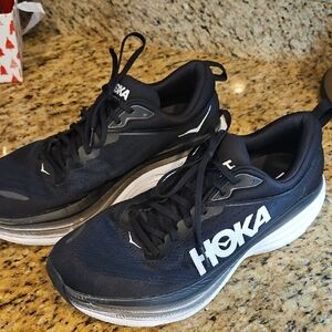 Hoka Men's Bkack and White Athletic Shoes